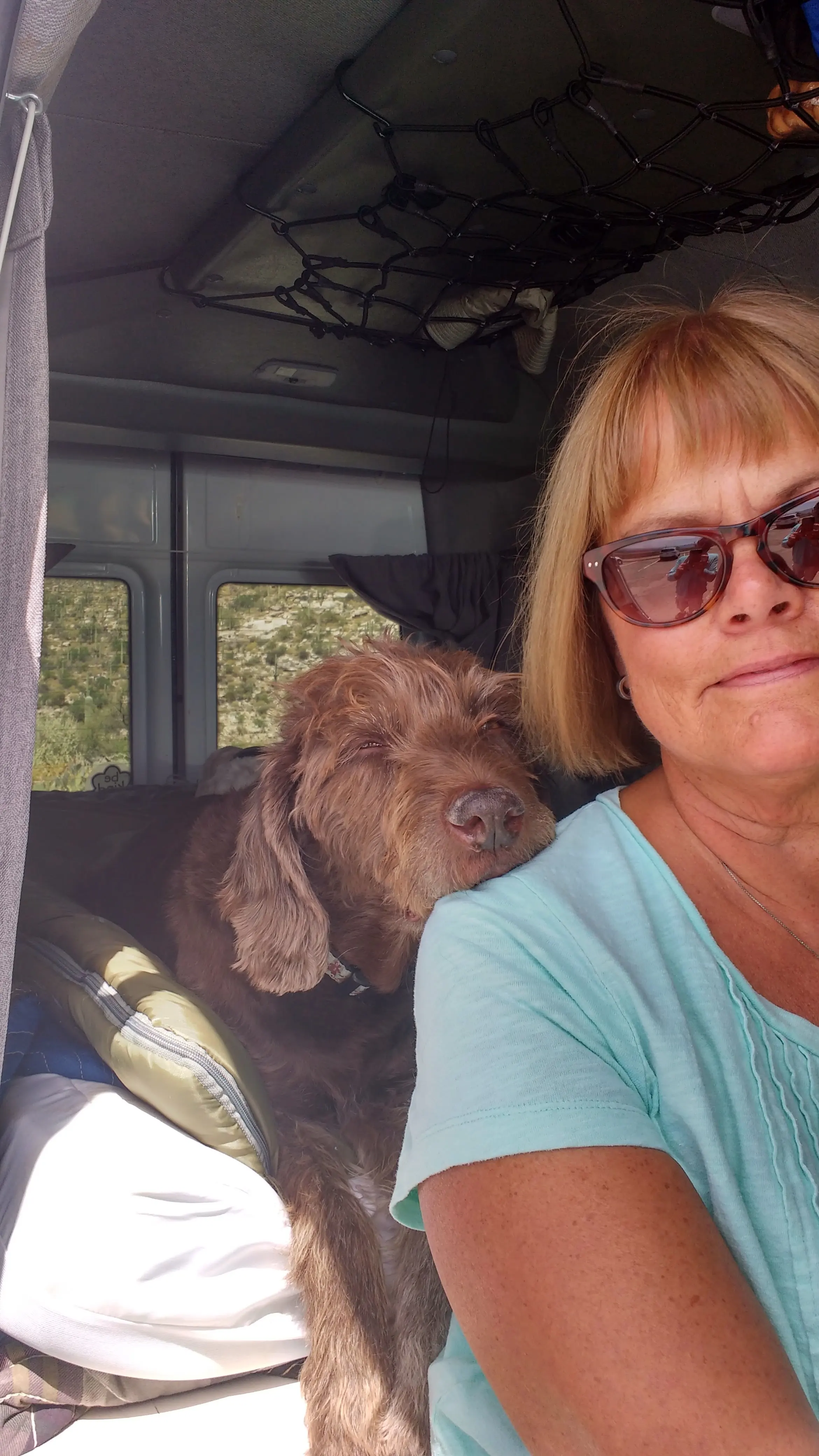 My hotel room on wheels with other equipment and paraphernalia